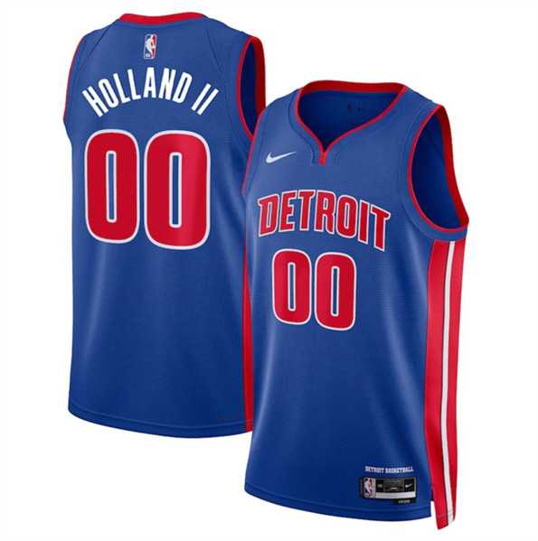 Men%27s Detroit Pistons #00 Ron Holland II Blue 2024 Icon Edition Stitched Jersey Dzhi